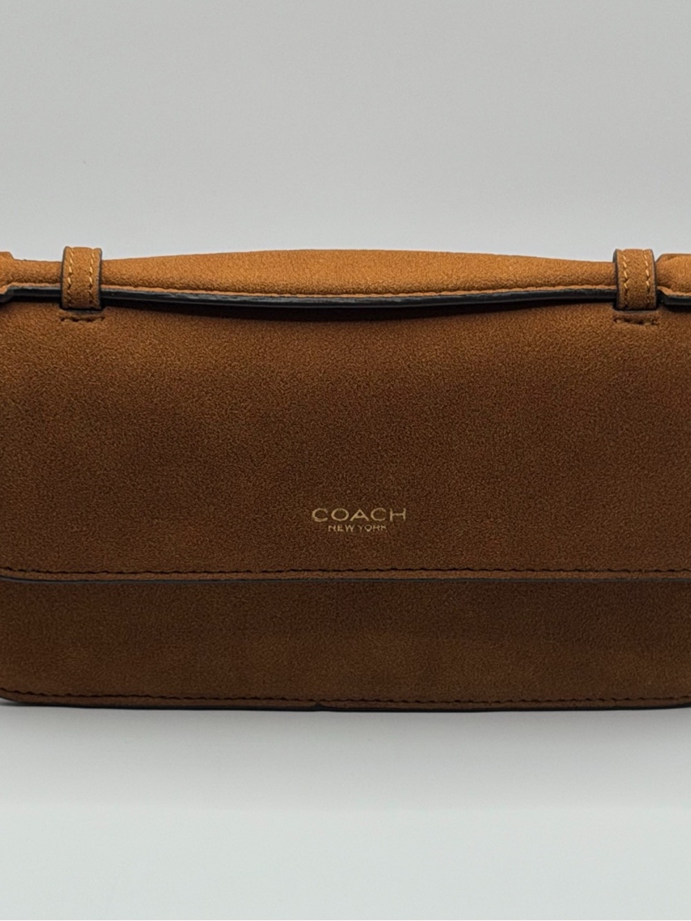 Coach Suede Crossbody Bag in Cognac Brown